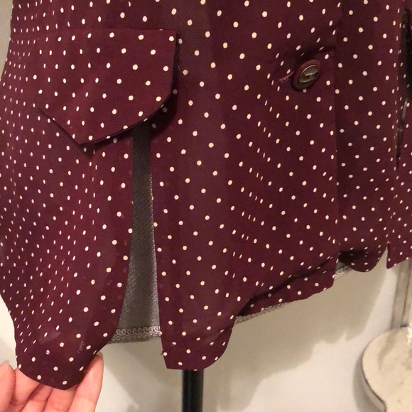 Polka dot burgundy button up pin up collar - Picture 4 of 5